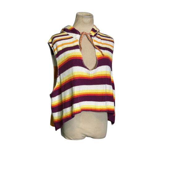 BDG colorful vibrant striped slouchy knit hoodie sweater Vest Size XS - Picture 11 of 14